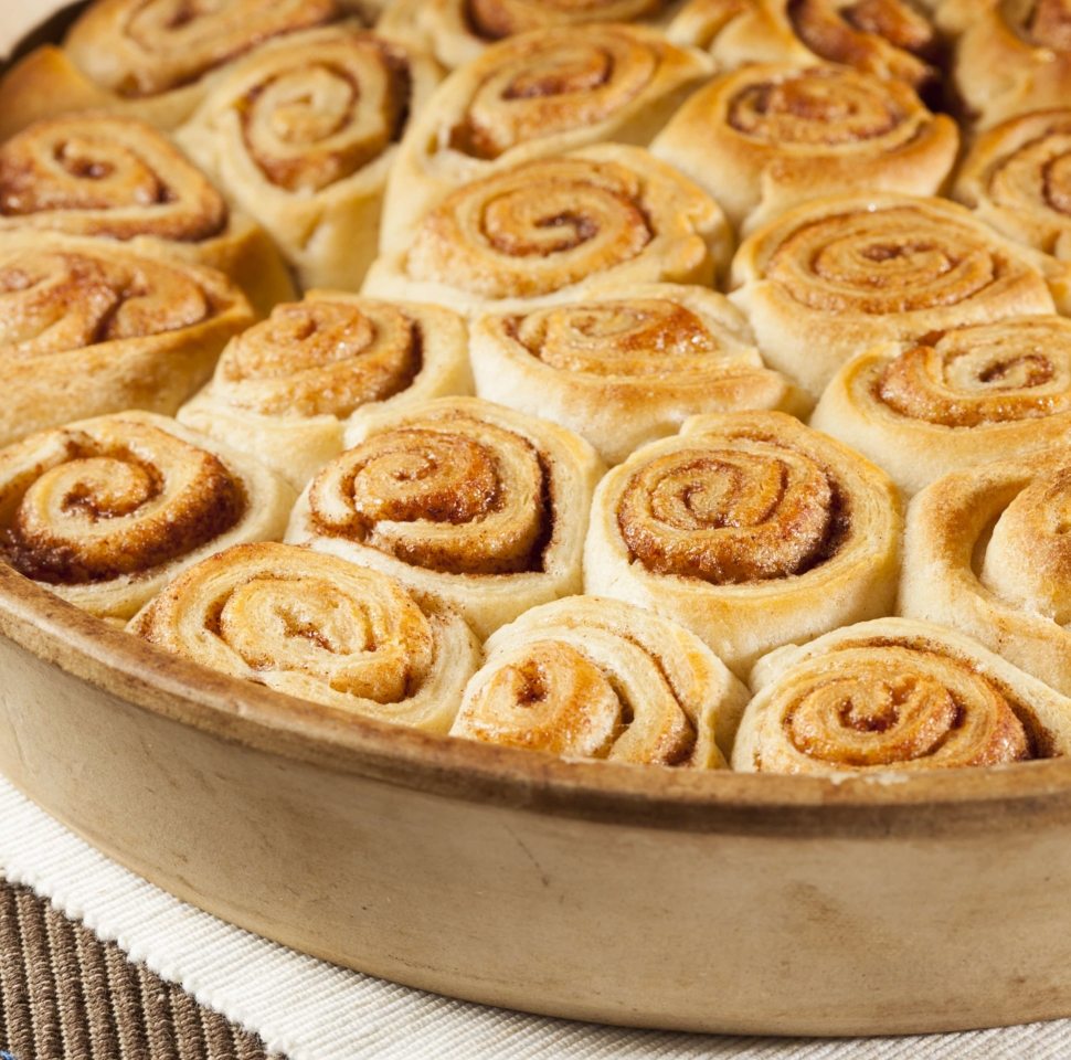 Homemade Mini Cinnamon Rolls in a pan