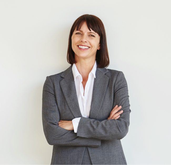 Full body portrait of professional business woman
