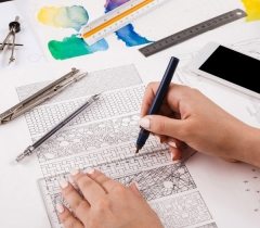Architect drawing architectural project